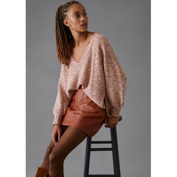 Anthropologie Pilcro Deep-V Neck Sweater Oversized XXS ANTHRO New Space Dyed NWT - Picture 2 of 12